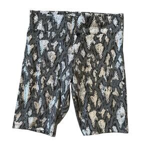 Handmade Bike Shorts in Silver Metallic Snake Print Size Medium